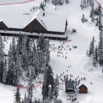 Normerica Timber Frame, Commercial Project, Cypress Mountain Day Lodge, Ski Resort, West Vancouver, British Columbia, Exterior, Aerial View
