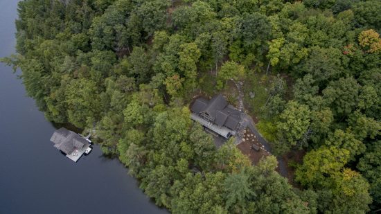 Normerica Timber Frame, Exterior, Cottage, Lake, Boathouse, Aerial View