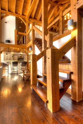Normerica Timber Frame, Interior, Custom, Cottage, Stairs, Open Concept