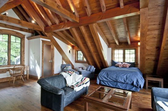 Normerica Timber Frame, Interior, Cottage, Bunk Room, Loft, Bedroom, Office