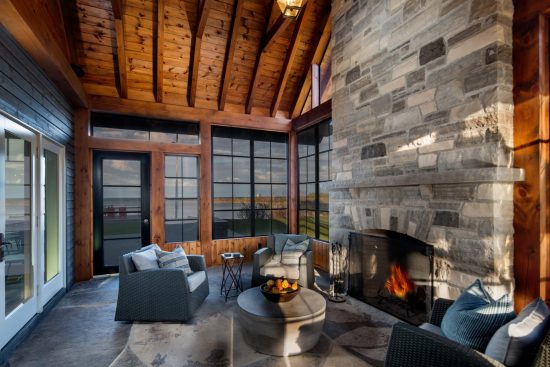 Normerica Timber Frame, Interior, Cottage, Fireplace, Screened Porch, Muskoka Room