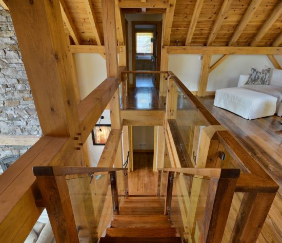 Normerica Timber Frame, Cottage, Interior, Stairs, Loft