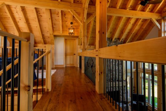 Normerica Timber Frame, Interior, Cottage, Hallway, Stairs, Cathedral Ceiling