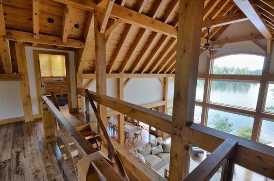 Normerica Timber Frame, Cottage, Interior, Stairs, Cathedral Ceiling, Loft