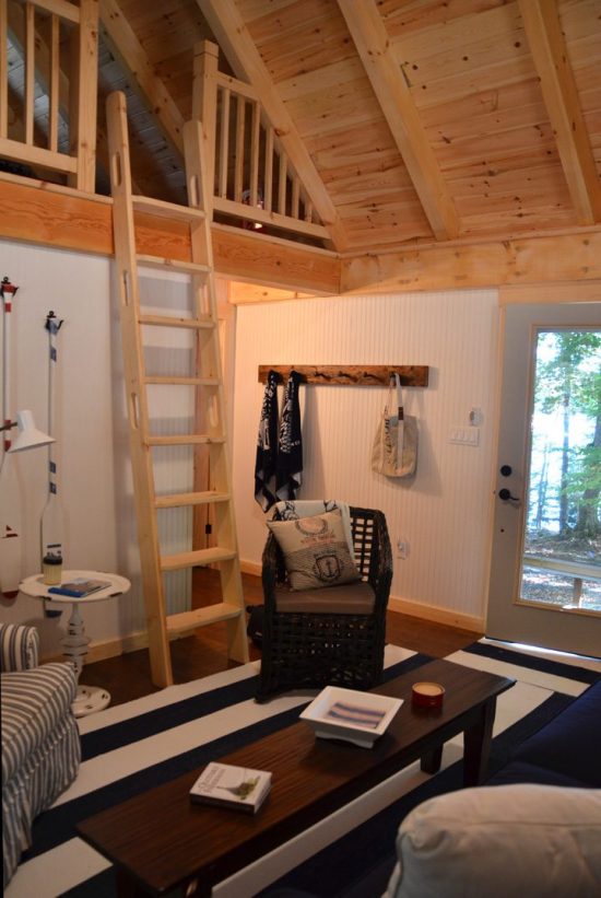 Normerica Timber Frame, Interior, Cabin, Bunkie, Loft, Living Room