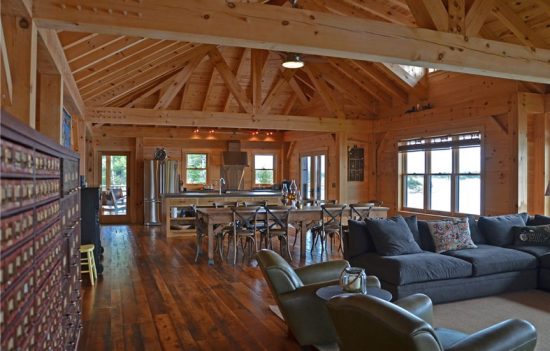 Normerica Timber Frame, Interior, Cottage, Living Room, Great Room, Dining Room, Cathedral Ceiling, Open Concept