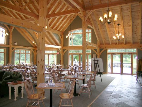 Normerica Timber Frames, Commercial Projects, Windermere Golf & Country Club, Muskoka, Ontario, Golf Clubhouse, Interior