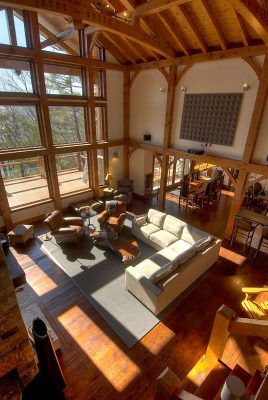 Normerica Timber Frame, Interior, Custom, Cottage, Great Room, Living Room, Cathedral Ceiling