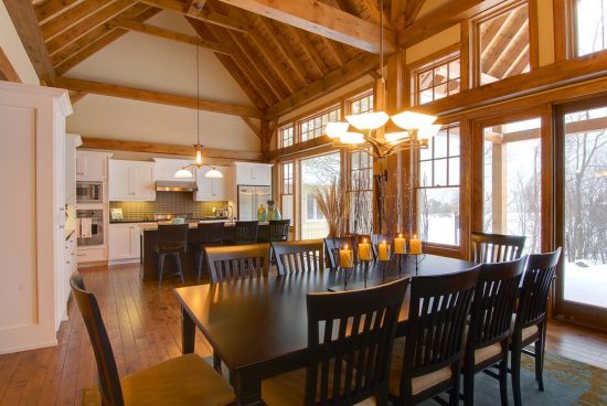 Normerica Timber Frame, Interior, Kitchen, Dining Room, Cathedral Ceiling