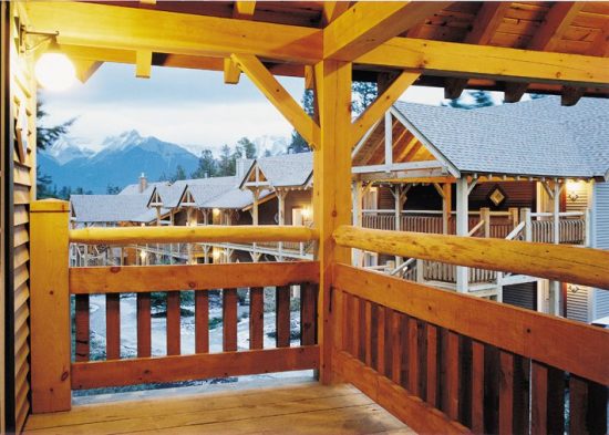 Normerica Timber Frames, Commercial Projects, Buffalo Mountain Lodge, Hotel, Banff, Canada, Exterior, Balcony