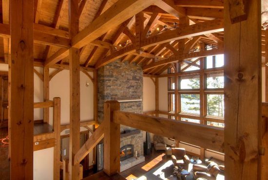 Normerica Timber Frame, Interior, Custom, Cottage, Fireplace, Great Room, Living Room