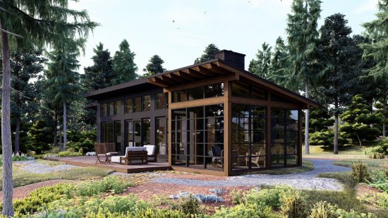 Timber Frame Cottage Designs Plans | The Bayfield 3945 | Normerica | Exterior, Back, Porch