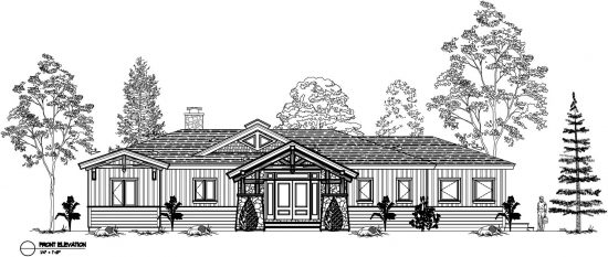 Normerica Timber Frames, House Plan, The Highrock 3579, Front Elevation