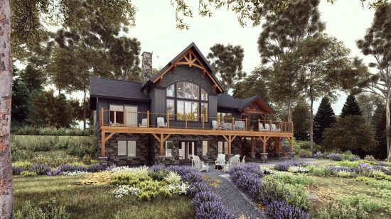 Normerica Timber Frames, House Plans, The Tobermory 3949, Exterior, Back 2