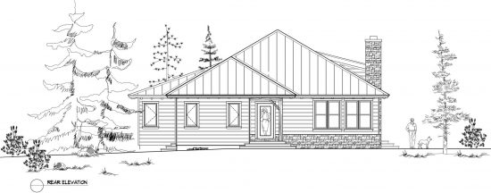 Normerica Timber Frame, House Plan, The Baril 3514, Rear Elevation