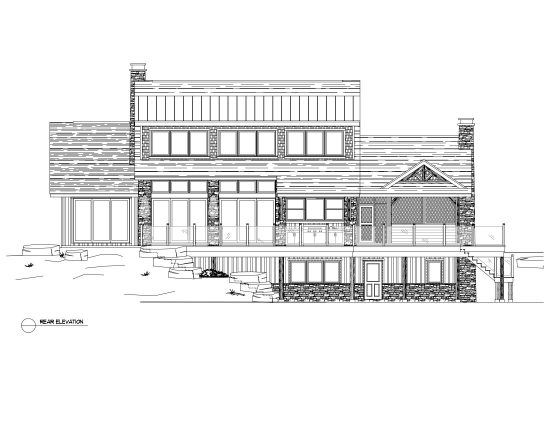 Normerica Timber Frame, House Plan, The Rosseau 3829, Rear Elevation