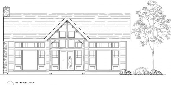 Normerica Timber Frames, House Plan, The Birches 3532, Rear Elevation
