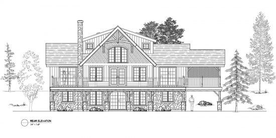 Normerica Timber Frames, House Plan, The Carleton 3115, Rear Elevation