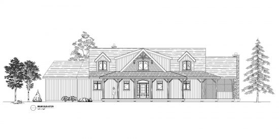 Normerica Timber Frames, House Plan, The Fremont 3582, Rear Elevation