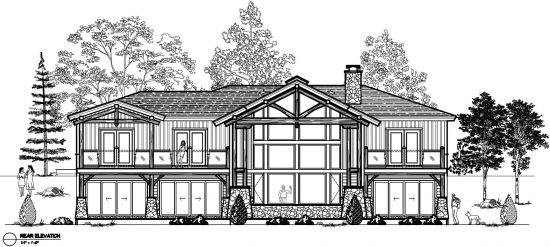 Normerica Timber Frames, House Plan, The Highrock 3579, Rear Elevation
