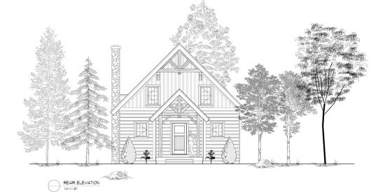 Normerica Timber Frames, House Plan, The Jackson 3605, Rear Elevation