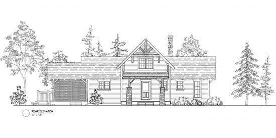Normerica Timber Frames, House Plan, The Lanark 3522, Rear Elevation