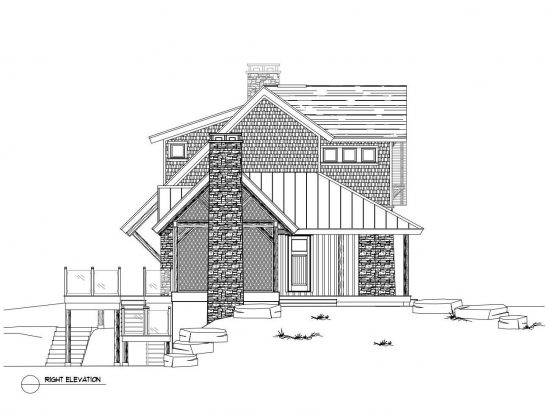 Normerica Timber Frame, House Plan, The Rosseau 3829, Right Elevation