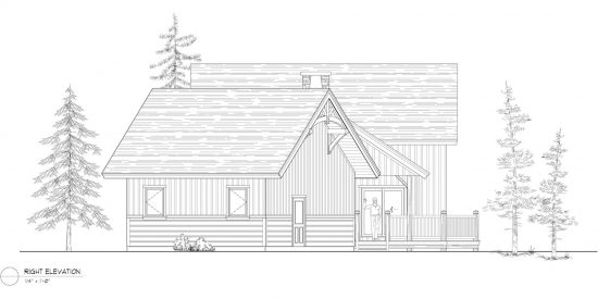 Normerica Timber Frames, House Plan, Algoma 3538, Right Elevation