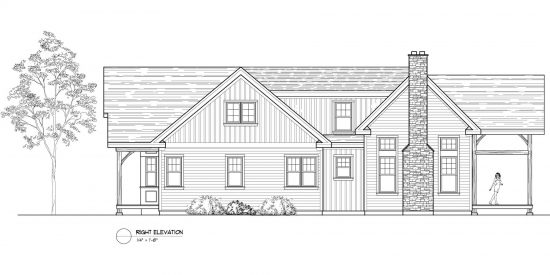 Normerica Timber Frames, House Plan, The Birches 3532, Right Elevation