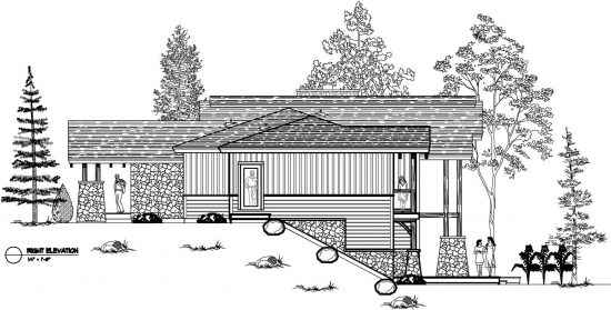 Normerica Timber Frames, House Plan, The Highrock 3579, Right Elevation