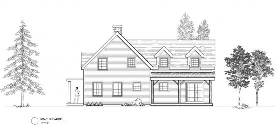 Normerica Timber Frames, House Plan, The Niagara 3539, Right Elevation