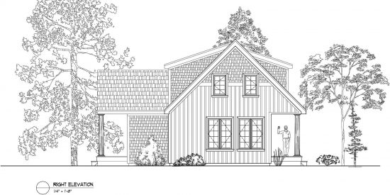 Normerica Timber Frames, House Plan, The Routt 3419, Right Elevation