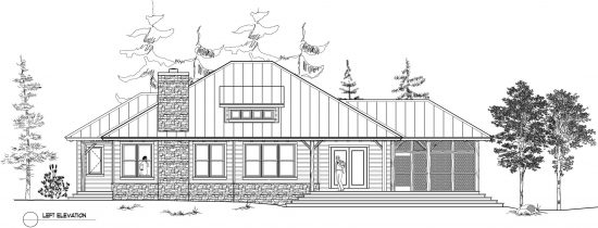 Normerica Timber Frame, House Plan, The Baril 3514, Left Elevation