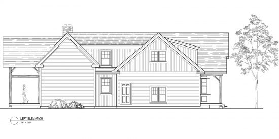 Normerica Timber Frames, House Plan, The Birches 3532, Left Elevation
