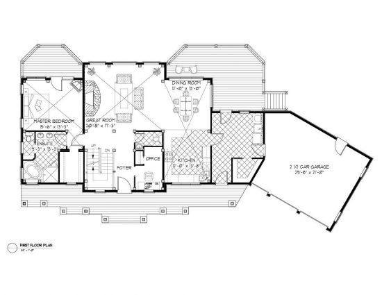Normerica Timber Frames, House Plan, Algoma 3538, First Floor Layout