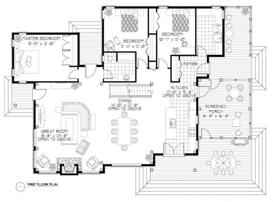 Normerica Timber Frames, House Plan, The Baril 3514, First Floor Layout