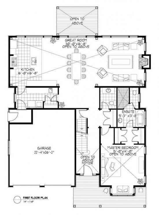 Normerica Timber Frames, House Plan, The Birches 3532, First Floor Layout