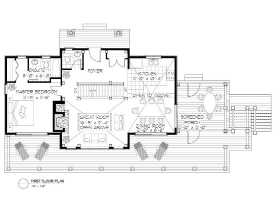 Normerica Timber Frames, House Plan, The Lanark 3522, First Floor Layout