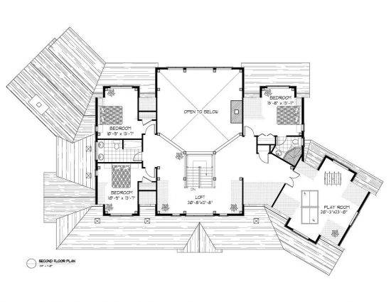 Normerica Timber Frame, House Plan, The Kearns 3510, Second Floor Layout