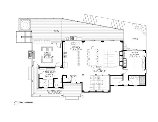 Normerica Timber Frames, House Plan, The Rosseau 3829, First Floor Layout