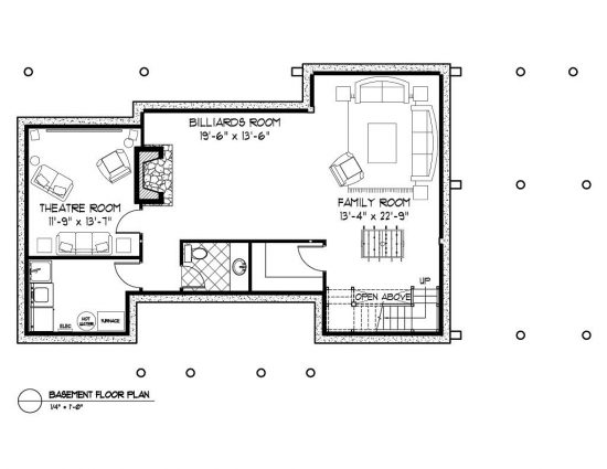 Normerica Timber Frame, House Plan, The Kershaw 3586, Basement Layout