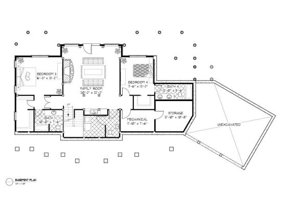 Normerica Timber Frames, House Plan, Algoma 3538, Basement Layout