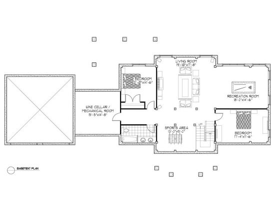 Normerica Timber Frames, House Plan, The Dufferin 3512, Basement Layout