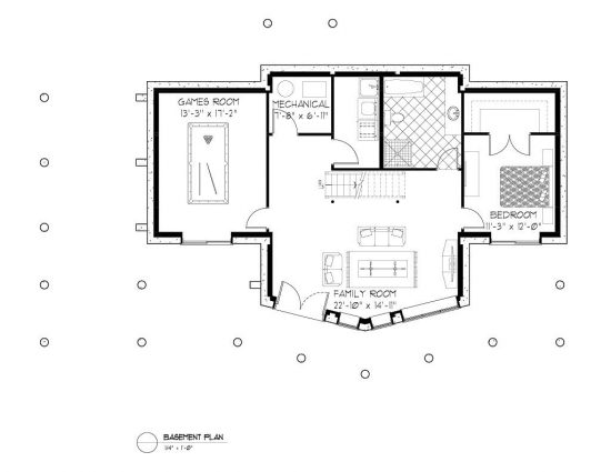 Normerica Timber Frames, House Plan, The Lennox 3546, Basement Layout
