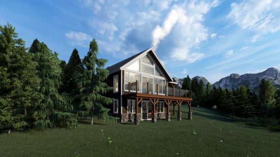 Timber Frame Open Concept House Plans | The Rouge | Normerica | Exterior, Side, Summer