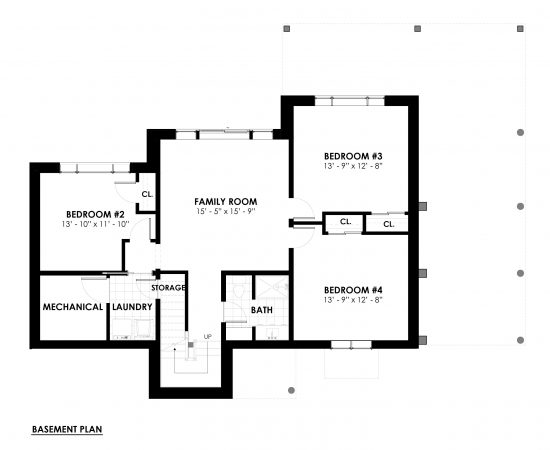 Modern Bungalow House Plans | The Kershaw 3808 | Normerica Basement Plans