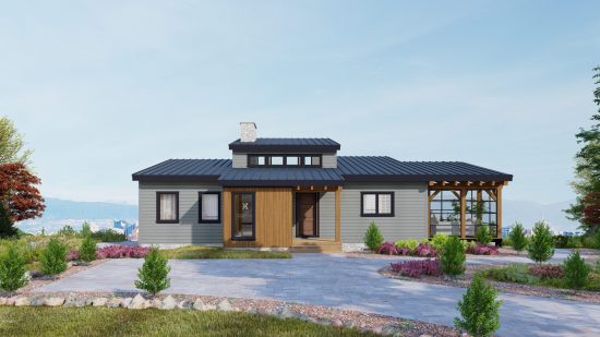 Modern Bungalow House Plans | The Kershaw 3808 | Normerica Exterior Front