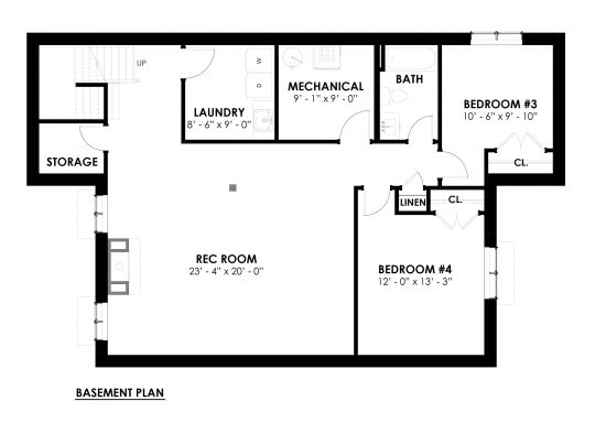 Normerica Timber Homes, Timber Frame, House Plans, The Herridge 3979, Basement Floor Plan
