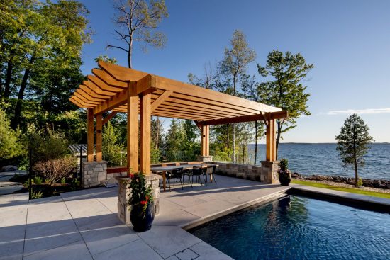 Normerica-Timber-Homes-Timber-Frame-Portfolio-Beachside-Bliss-Exterior-Pool-Timber-Pergola-Outdoor-Dining-Outdoor-Entertaining