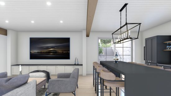 Urban Bungalow Timber House Plan | The Brighton 4104 | Normerica | Interior Basement Recreation Room Bar Walkout